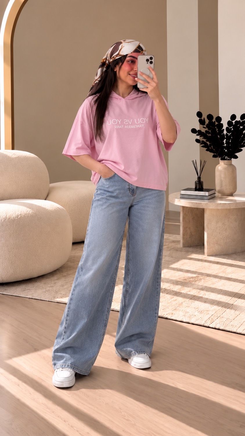 تیشرت زنانه کلاه دار لش